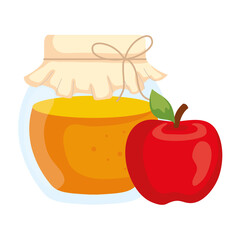 honey jar with apple, in white background vector illustration design