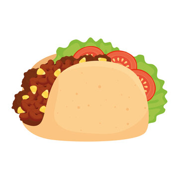 taco mexican food in white background vector illustration design