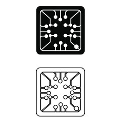Processor icon vector set. chip illustration sign collection. technology symbol.
