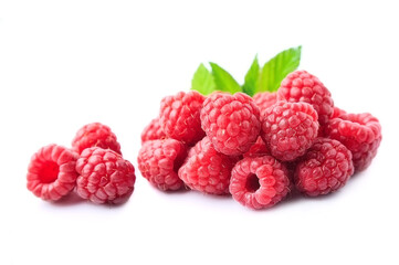 Sweet raspberry with leaves