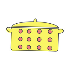 Vector image of the pot for cooking icon cartoon style on white isolated background.
