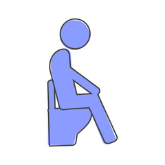 Vector icon man sitting on the toilet. Businessman  cartoon style on white isolated background.