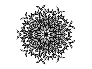 black and white mandala ornamet hand drawn