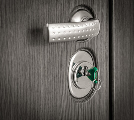 the door handle with reinforced key mechanism