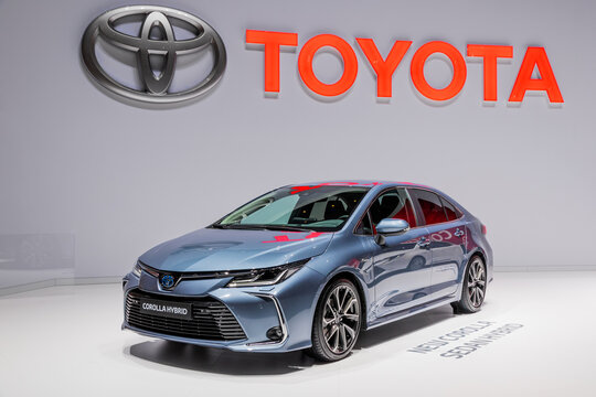 Toyota Corolla Hybrid car showcased at the 89th Geneva International Motor Show. Geneva, Switzerland - March 5, 2019.