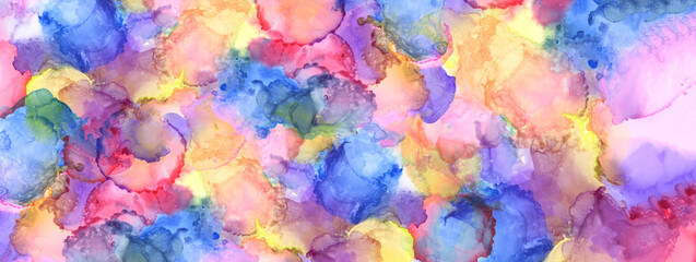 Obraz na płótnie Canvas Art Abstract painting blots background. Alcohol ink olors. Marble texture. Horizontal long banner.