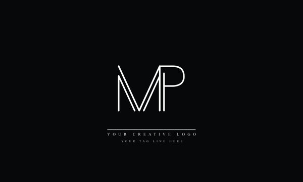 MP ,PM ,M ,P Letter Logo Design with Creative Modern Trendy Typography
