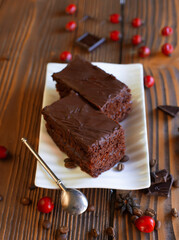 A chocolate cake with autumn decoration