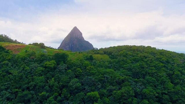 Aerial view of a peak on an island