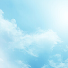 Blue sky with white cloud. The summer heaven is colorful clearing day Good weather and beautiful nature in the morning.