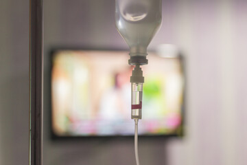 Soft Light and Blur,The patient is being given saline solution due to the debilitating corona virus...