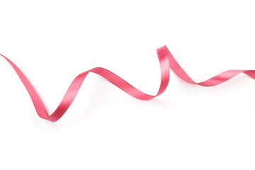 Fototapeta na wymiar pink satin curly ribbon isolated on white background