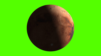 Mars, the red planet on green screen