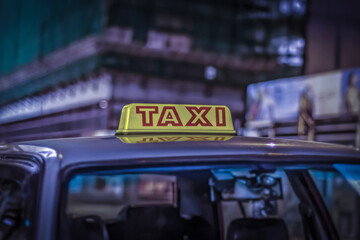 City taxi cab sign close-up