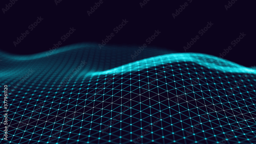 Poster 3d abstract digital technology background. futuristic sci-fi user interface concept with gradient do