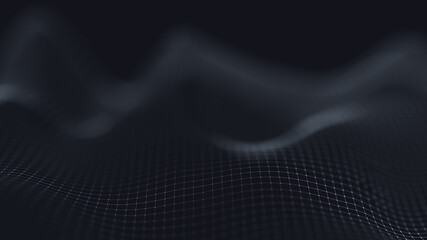 3d abstract digital technology background. Futuristic sci-fi user interface concept with gradient dots and lines. Big data, artificial intelligence, music hud. Blockchain and cryptocurrency.