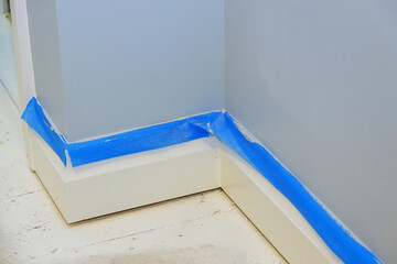 Blue painter tape for equipment for painting wall