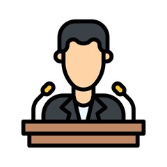 protest related male candidate speech with table and mic vector with editable stroke
