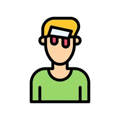 protest related boy injured with blood and dress vector with editable stroke