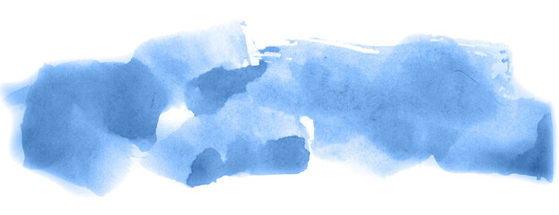 Abstract watercolor background hand-drawn on paper. Volumetric smoke elements. Blue color. For design, web, card, text, decoration, surfaces.