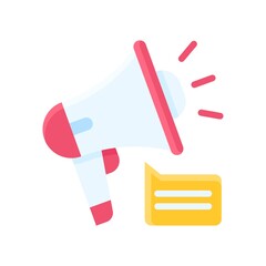 protest related megaphone with message popup vector in flat style,