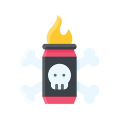 protest related fire bottle with fire, skull and crossbones vector in flat style,