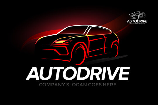 'Auto drive' car logotype - car service and repair, vector set. Car logo. Isolated auto theme logo.