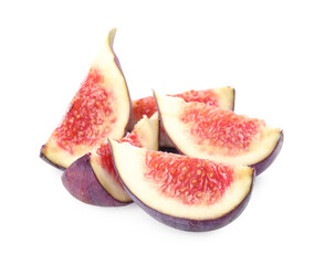 Slices of tasty fresh figs isolated on white