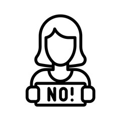 protest related board in girl hand with written text vector in lineal style,