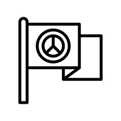 protest related hand hold flag with peace sign and stick vector in lineal style,