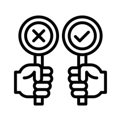 protest related board in public hands with yes and no tick mark vector in lineal style,