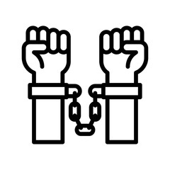 protest related police handcuffs on Criminal hands vector in lineal style,