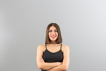 Obraz premium Young beautiful Turkish woman view in confident mood, isolated studio shot with copy space