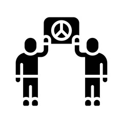 protest related peace or protest sign board in boys or characters hand  vector in solid design,