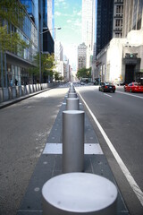 Protective barriers along Church Street near the World Trade Center in New York City.