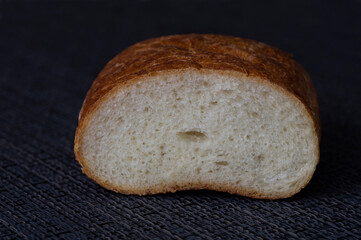 white bread on the black background