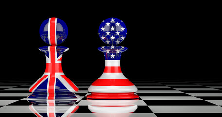 The Great Britain and the United States relations concept. 3D rendering