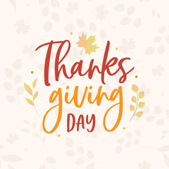 Thanksgiving Day, Happy Thanksgiving Greeting Card, Holiday Card, Vector Illustration Background