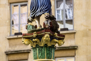 detail of the base of a fountain in Neuchatel, switzerland