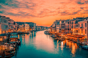 Famous grand canal from Rialto Bridge