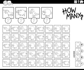 how many farm animals counting game coloring book page
