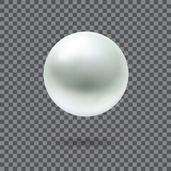 Pearl 3D shining realistic for luxury accessories isolated on transparent background. Vector Illustration. 