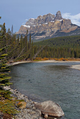Castle Mountain on the Bow River in Banff National Park