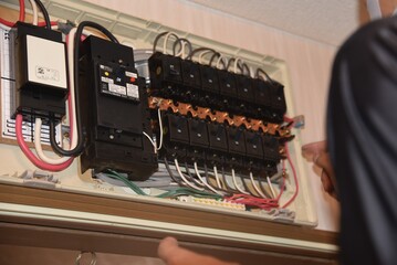 Air conditioner installation work scenery