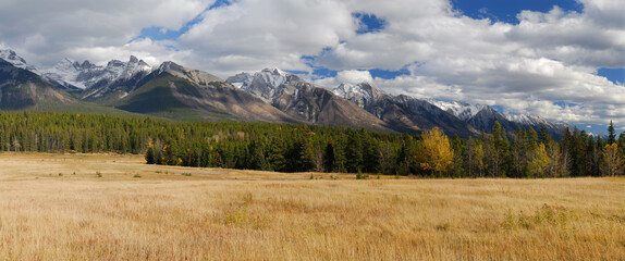 Panorama of Fairholme Range Mountains in Banff National Park