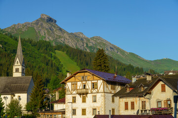 Fototapeta na wymiar Arabba, mountain village in the Dolomites