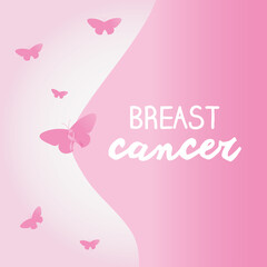 breast cancer awareness design with pink butterflies
