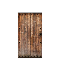 Ancient wooden door isolated on white