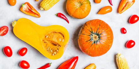 Assorted Fresh Yellow and Orange Vegetables. Background Food