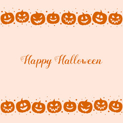 Happy Halloween. Card with scary pumpkins and greetings. Vector